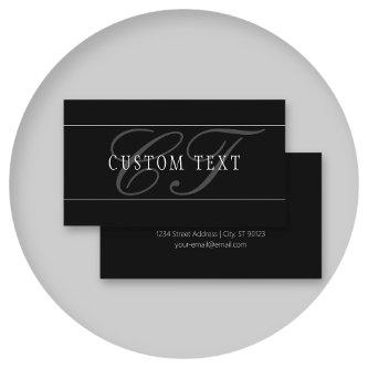 Elegant Script Monogram Editable Black Grey White