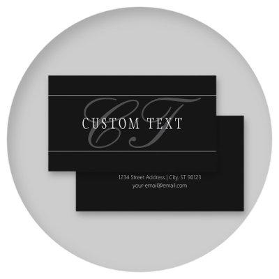 Elegant Script Monogram Editable Black Grey White