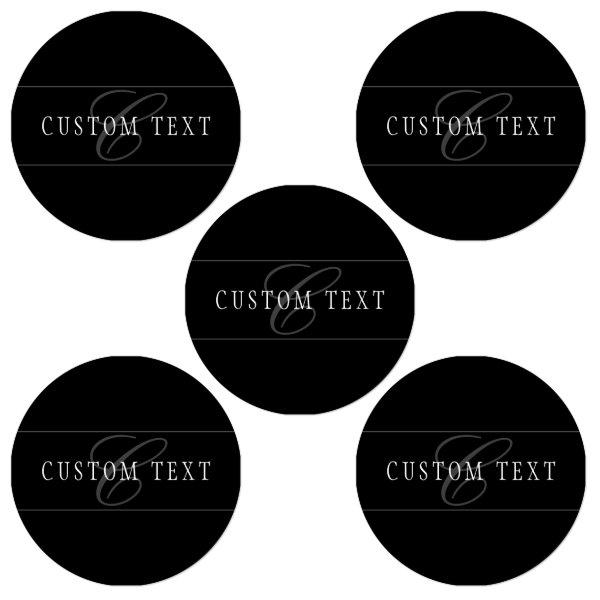 Elegant Script Monogram Editable Black Grey White Labels