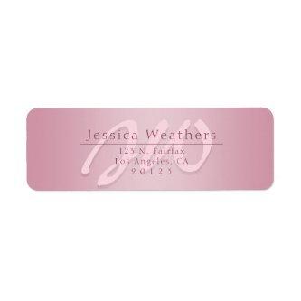 Elegant Script Monogram Mauve Ombre Return Address Label