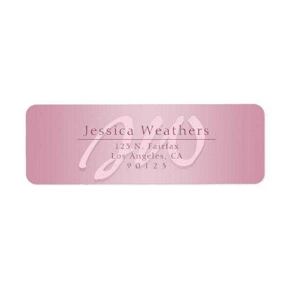 Elegant Script Monogram Mauve Ombre Return Address Label