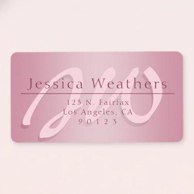 Elegant Script Monogram Ombre Mauve Return Address Label