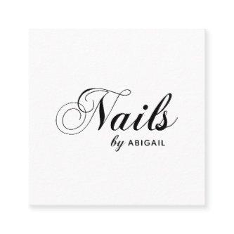 Elegant Script Nails By Name QR Code Black & White Square