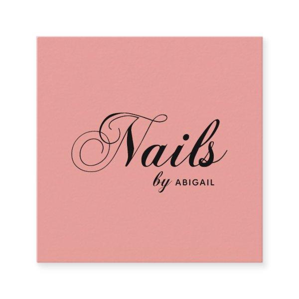 Elegant Script Nails By "Name" QR Code Coral Square