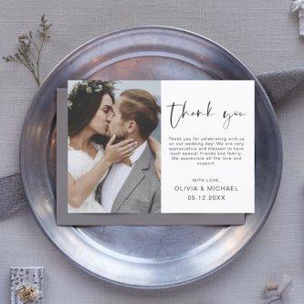 Elegant Script Photo Wedding Thank You Card