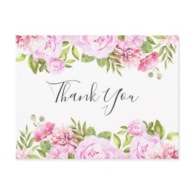 Elegant Script Rose Banner Business Thank You Postcard