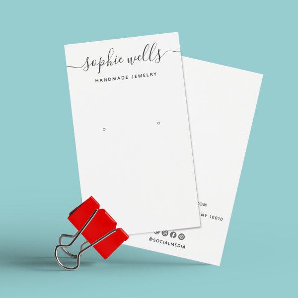 Elegant Script White Earring Display Holder