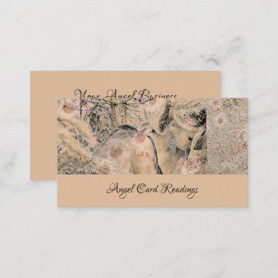 Elegant Sepia Floral Angel Card Reading