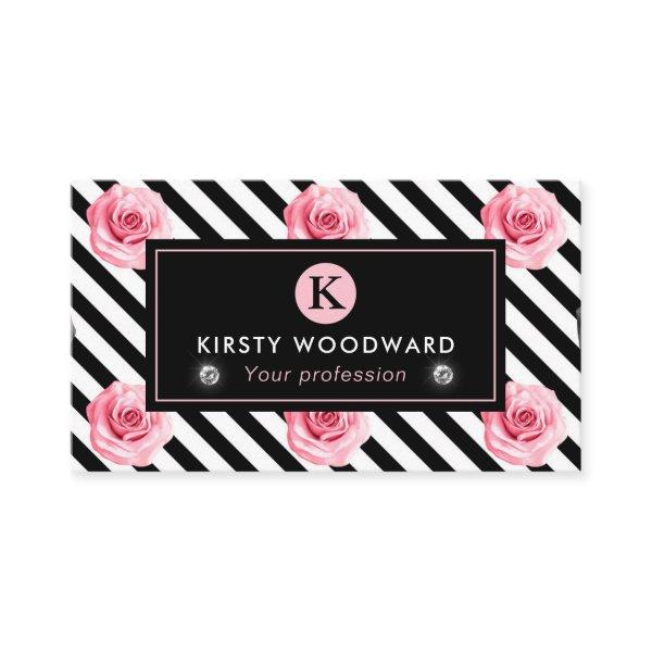 Elegant Shabby Chic Pink and Black Roses Pattern