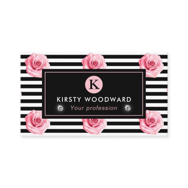 Elegant Shabby Chic Pink and Black Roses Pattern