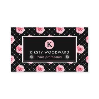 Elegant Shabby Chic Pink and Black Roses Pattern