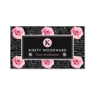Elegant Shabby Chic Pink and Black Roses Pattern
