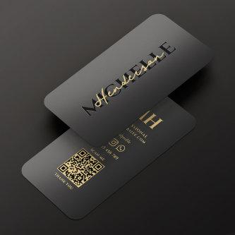 Elegant Shiny Black Monogram Professional Modern