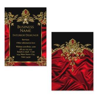 Elegant Silk Ruby Red gem Gold Black