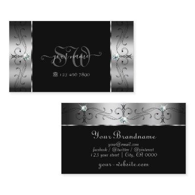 Elegant Silver and Black Squiggled Jewels Monogram