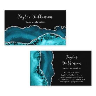 Elegant Silver and Teal Blue Agate