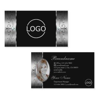 Elegant Silver Black Squiggled Jewels Logo & Photo