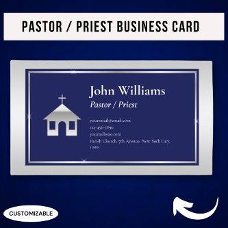 Elegant Silver Blue Church Pastor Priest