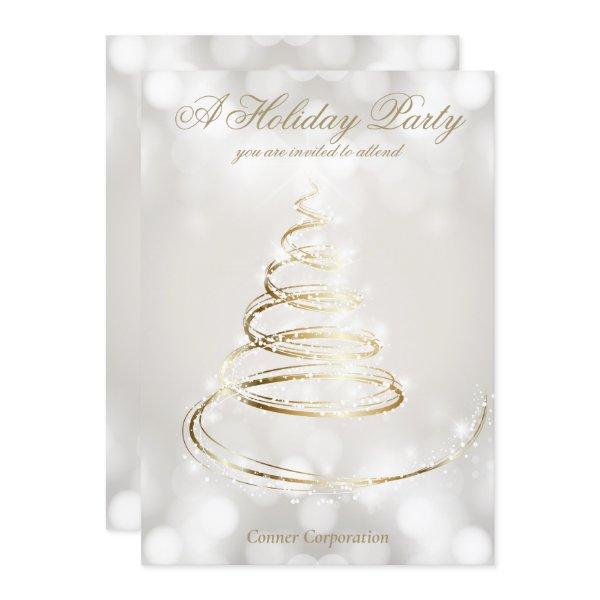 Elegant Silver Champagne Company Holiday Party Invitation