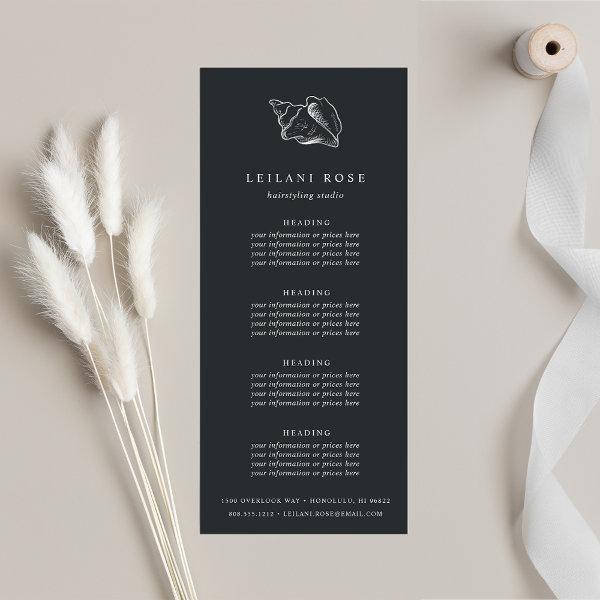 Elegant Silver Conch Shell | Pricing or Services Rack Card