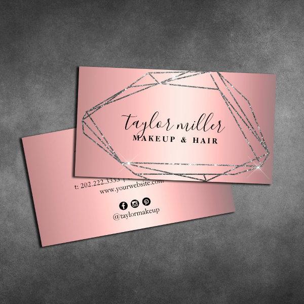 Elegant silver glitter frame makeup & hair