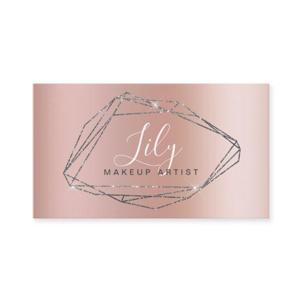 Elegant silver glitter frame metallic makeup