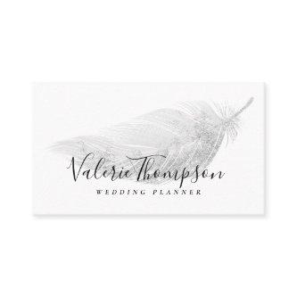 Elegant silver glitter pastel gray feather modern