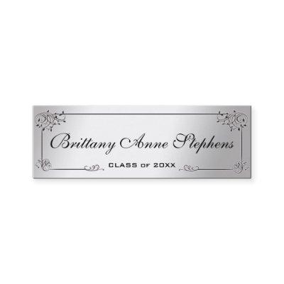 Elegant Silver Graduation Name Card Insert