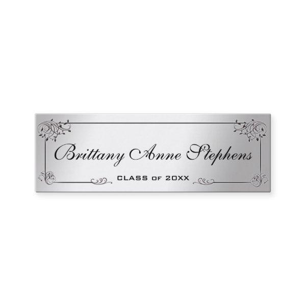 Elegant Silver Graduation Name Card Insert