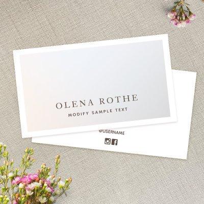 Elegant Silver Gray White Border Professional  Cal Calling Card