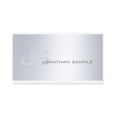 Elegant Silver Look Plain Luxury Modern Monogram