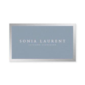 Elegant silver metallic dusty blue minimalist