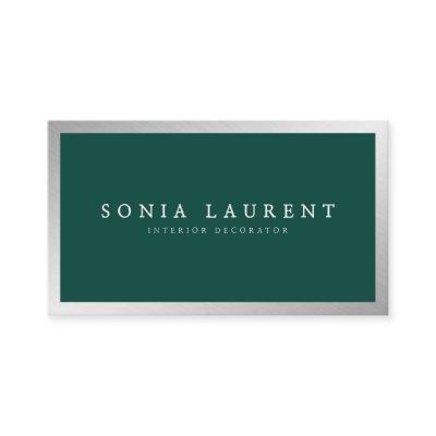 Elegant silver metallic forest green minimalist