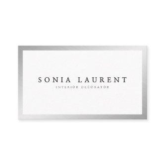 Elegant silver metallic frame minimalist white