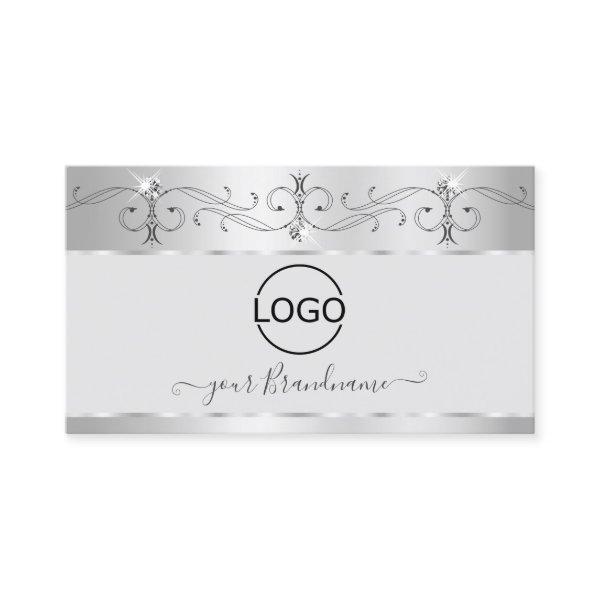 Elegant Silver Ornate Sparkling Diamonds with Logo
