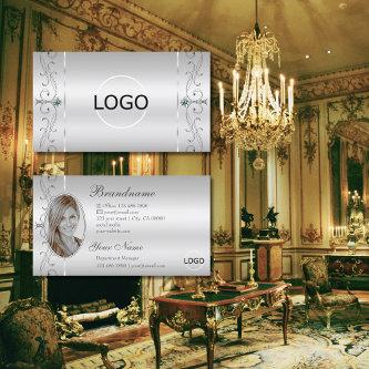 Elegant Silver Ornate Squiggled Jewels Logo & Foto