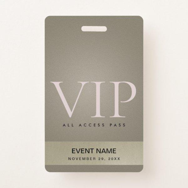 ELEGANT SILVER  PALE GOLD VIP EVENT ACCESS PASS BADGE