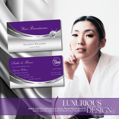 Elegant Silver Royal Purple with Logo and Diamond