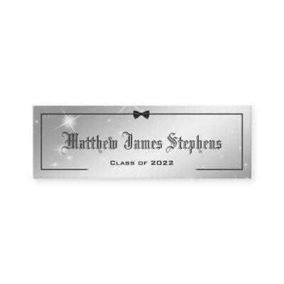 Elegant Silver Sparkle Formal Graduation Name Card