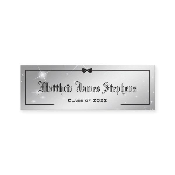 Elegant Silver Sparkle Formal Graduation Name Card
