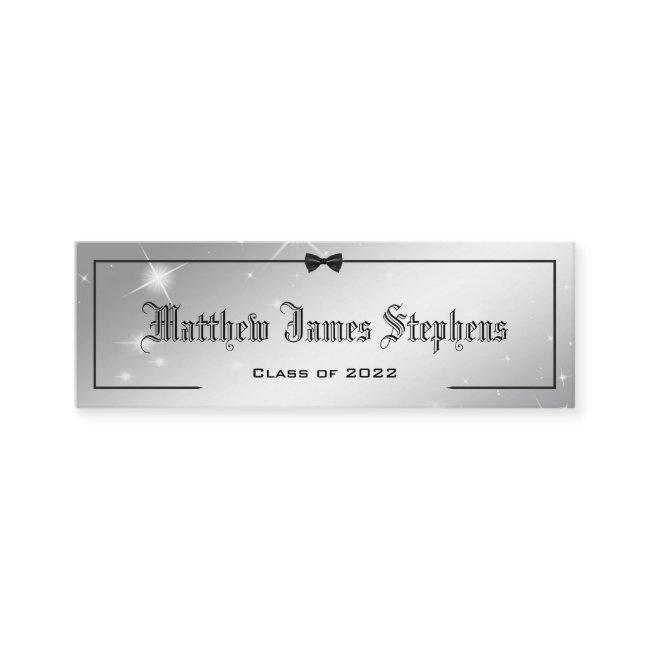 Elegant Silver Sparkle Formal Graduation Name Card