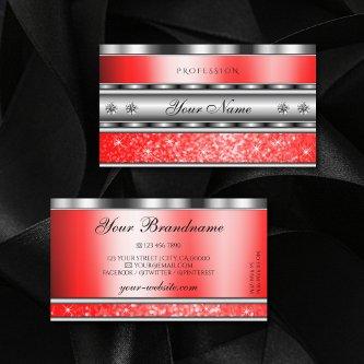 Elegant Silver Sparkling Ruby Red Glitter Diamonds