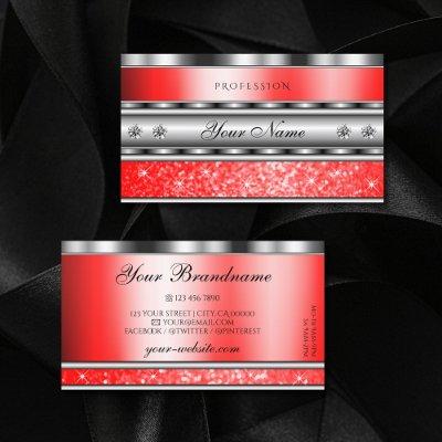 Elegant Silver Sparkling Ruby Red Glitter Diamonds