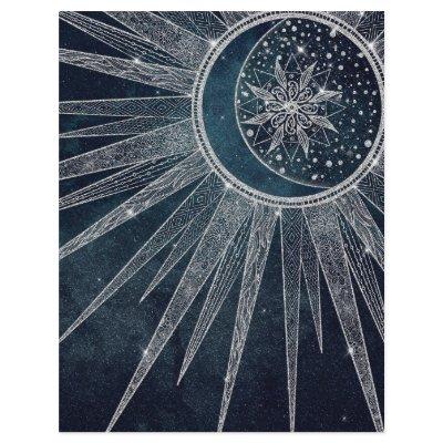 Elegant Silver Sun Moon Doodle Mandala Blue Design Letterhead