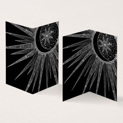 Elegant Silver Sun Moon Mandala Black Design