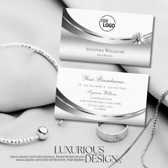 Elegant Silver White with Logo and Sparkle Diamond