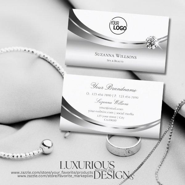 Elegant Silver White with Logo and Sparkle Diamond