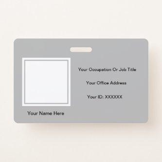 Elegant Simple Grey Photo Text Templates Employee Badge