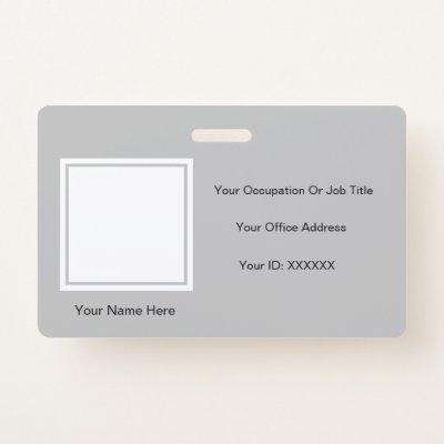 Elegant Simple Grey Photo Text Templates Employee Badge