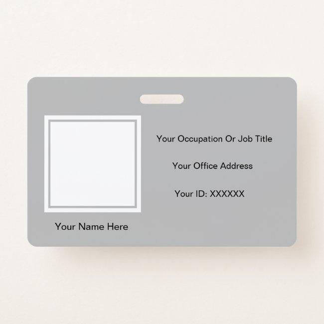 Elegant Simple Grey Photo Text Templates Employee Badge
